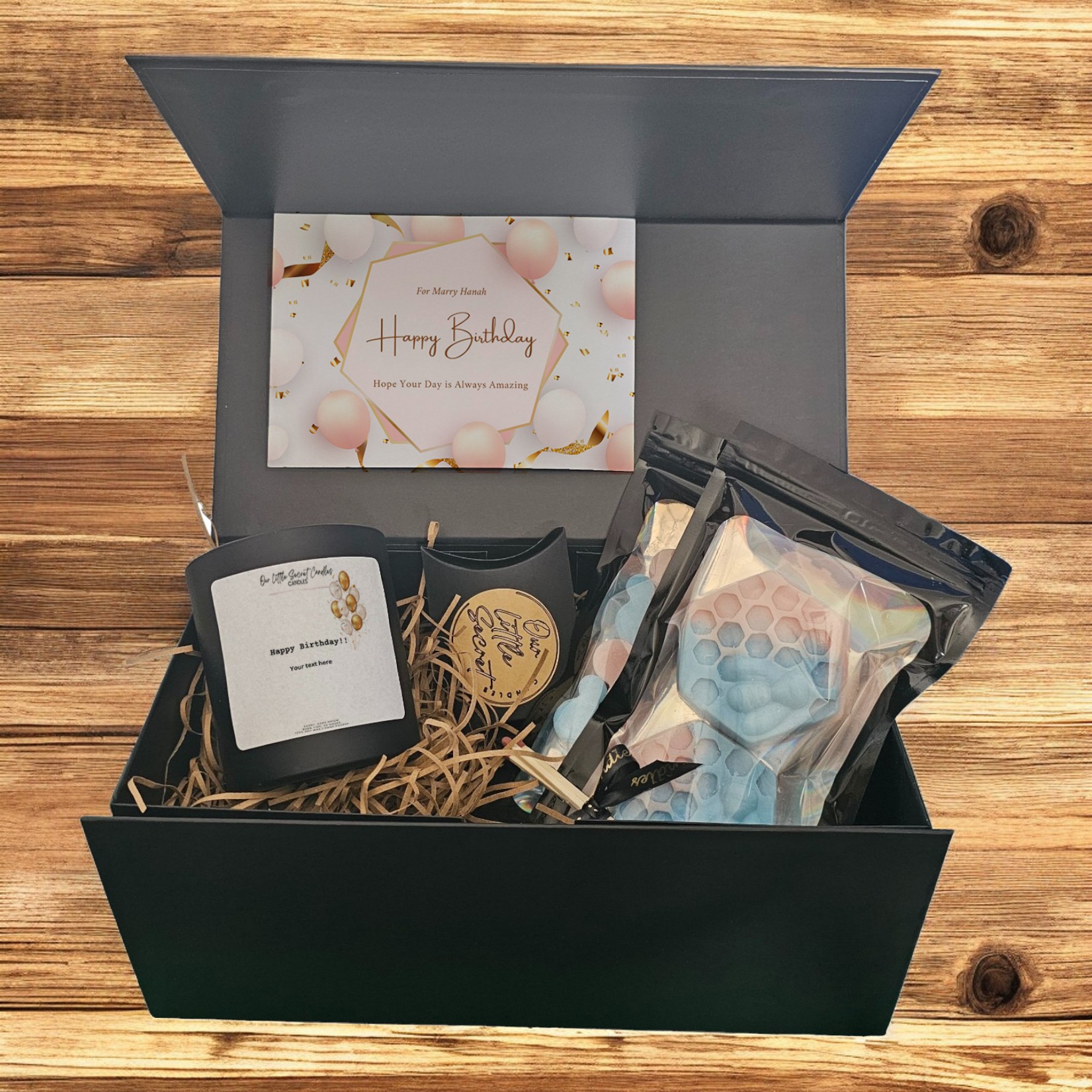 Luxury Candle & Wax Melt Gift Box with Personalised Birthday Card