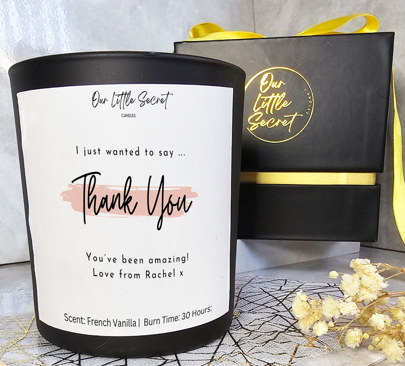 Express Your Gratitude with Our Thank You Candle: A Heartfelt Gesture in Every Glow - Black