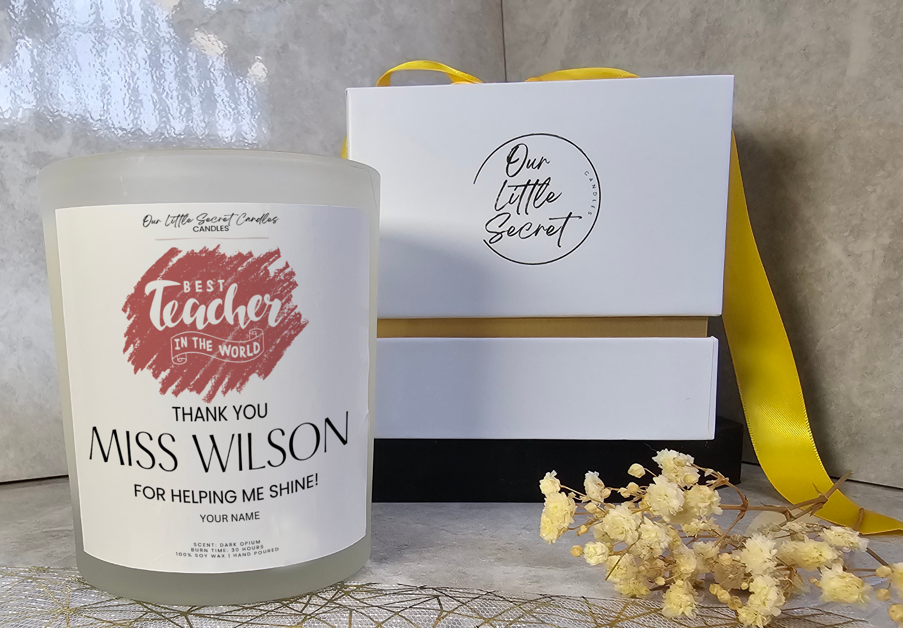 Teacher Appreciation Candle Jar - White