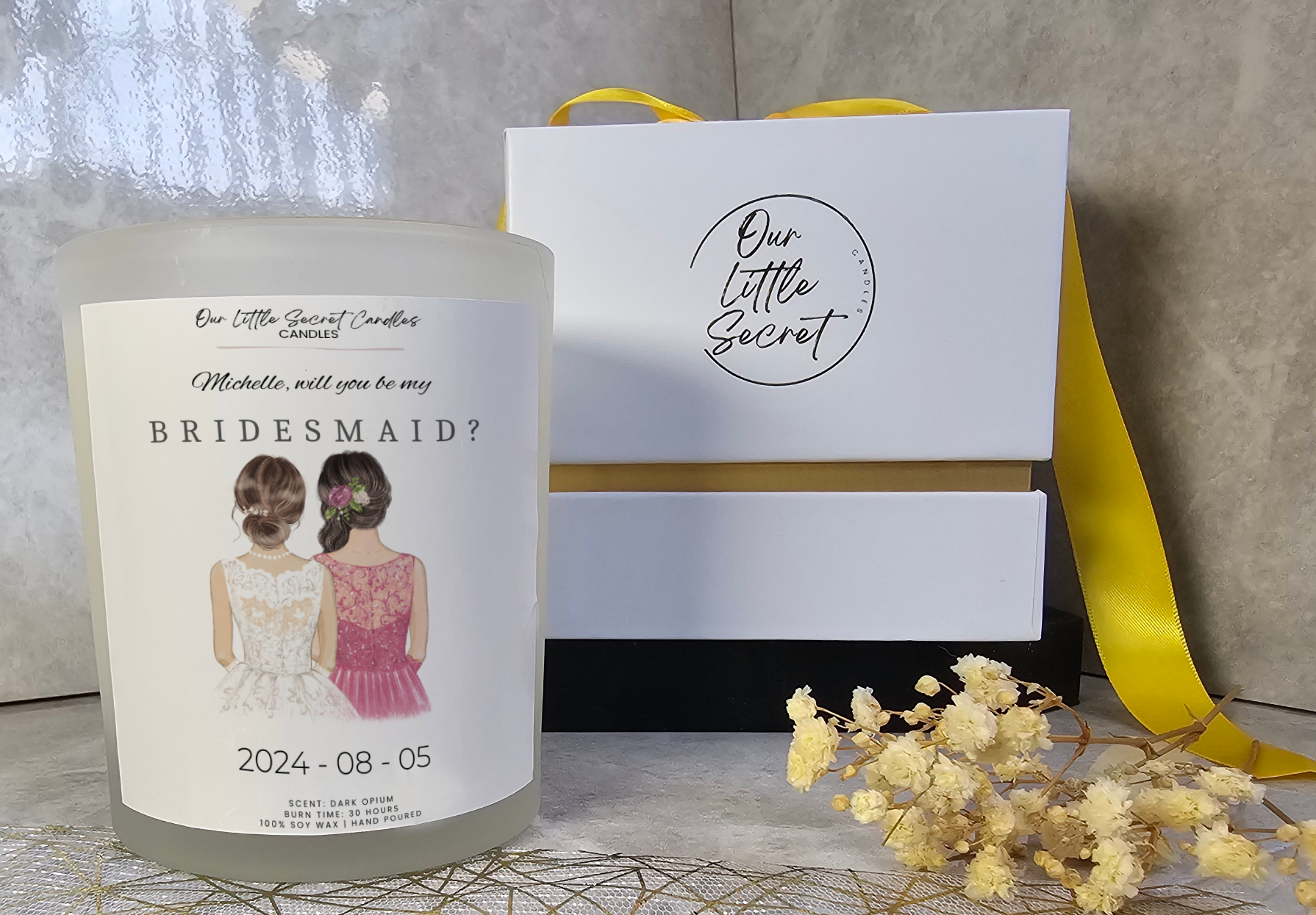 Will You Be My Bridesmaid? A Heartfelt Proposal Candle - White